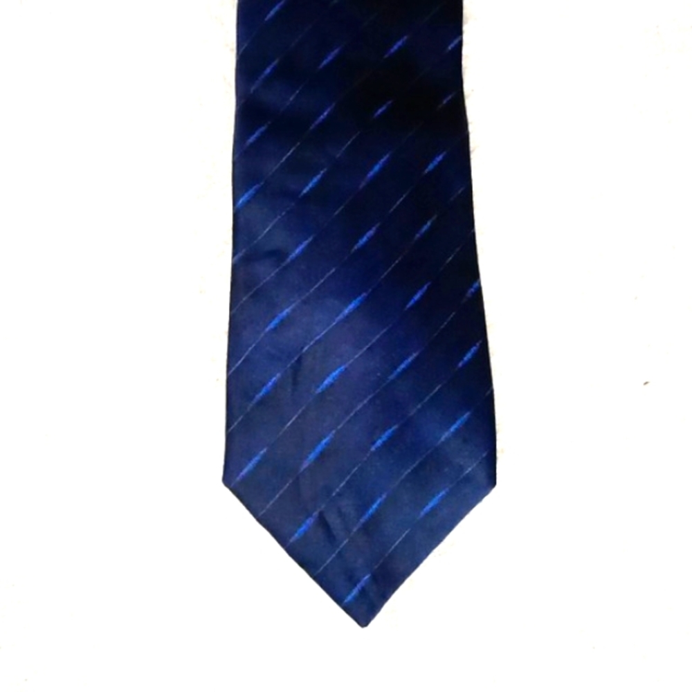 Vintage Valentino 100% Silk Navy Stripes Necktie Tie Italy